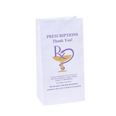 качество  Food Grade BIODEGRADABLE Customized Logo Printed RX Prescription Medicine Water Resistant Paper Bag For Pharmacy завод