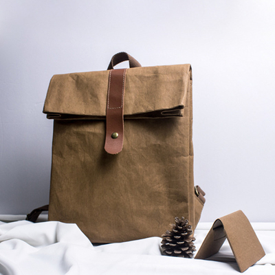 Custom New Design Recyclable Kraft Paper Picnic Rolling Washable Foldable Backpack For Kids, Roller Office Backpack